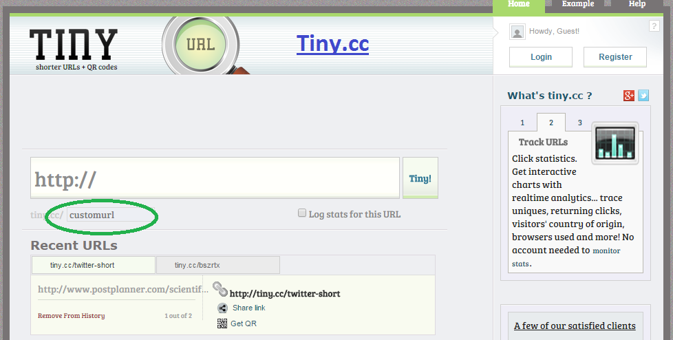 tiny.cc customized url shortnener